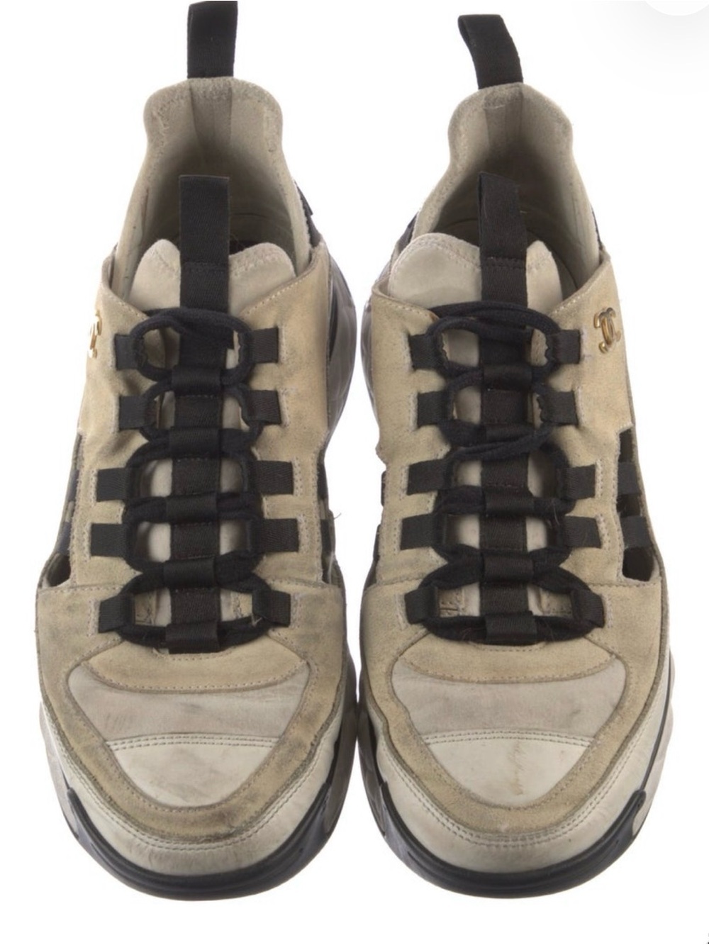 CHANEL Beige and Black Women's Sneakers